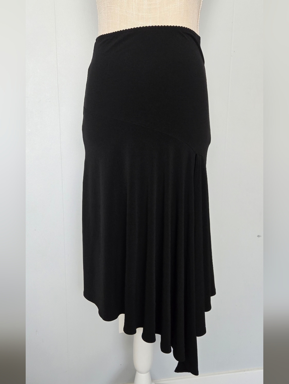 Ya Los Angeles Black Asymmetrical Midi Skirt